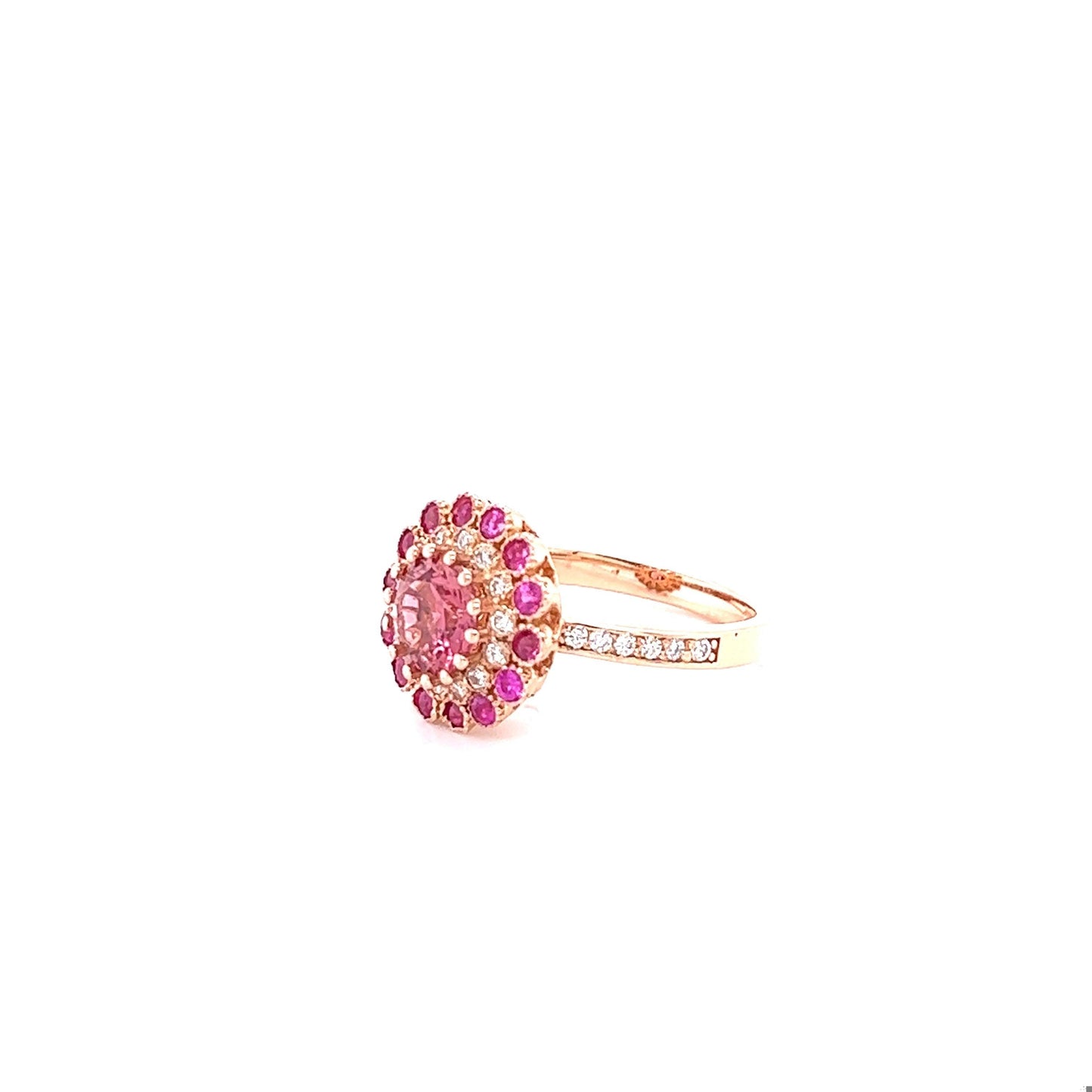 2.01 Carat Tourmaline Sapphire Diamond Rose Gold Cocktail Ring