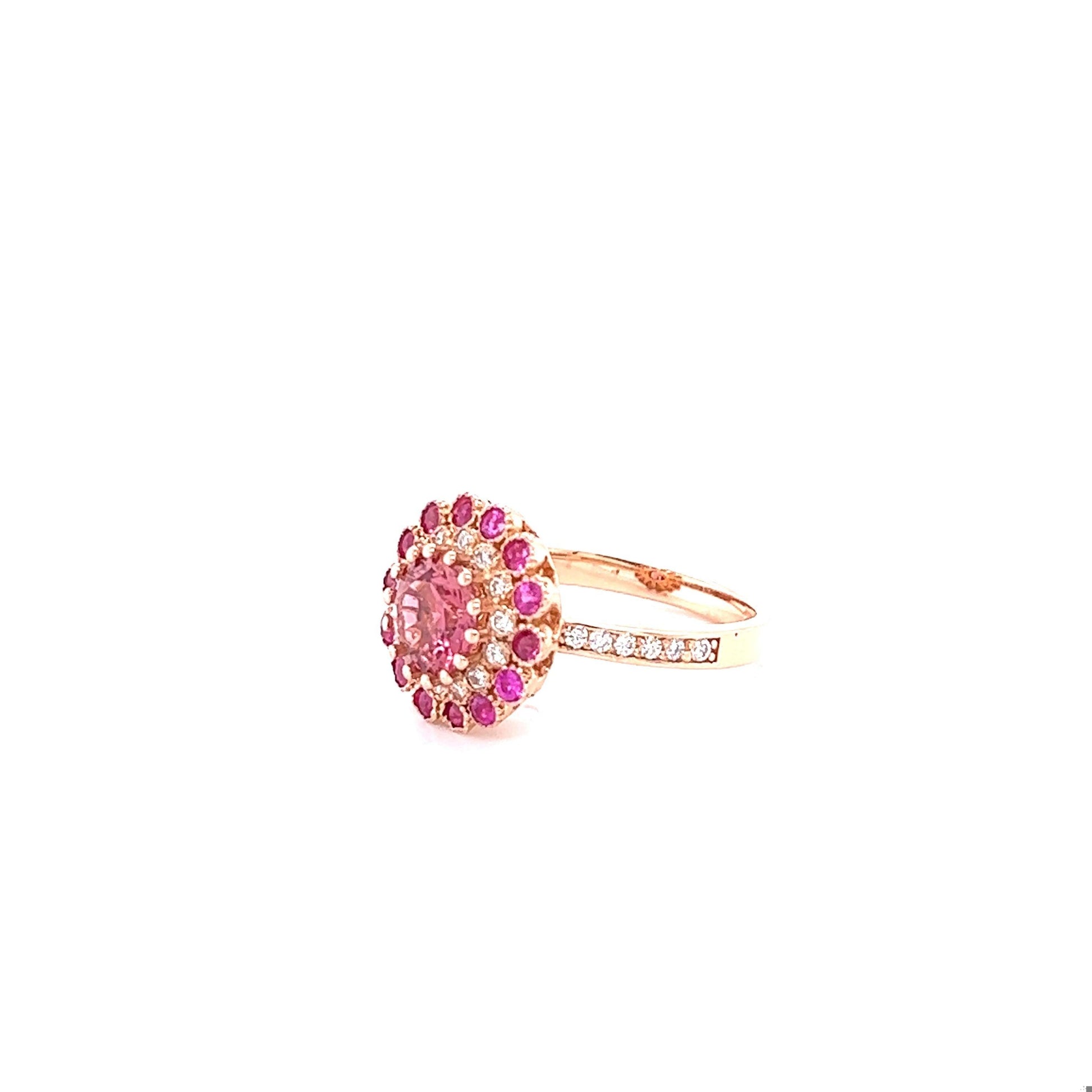 2.01 Carat Tourmaline Sapphire Diamond Rose Gold Cocktail Ring