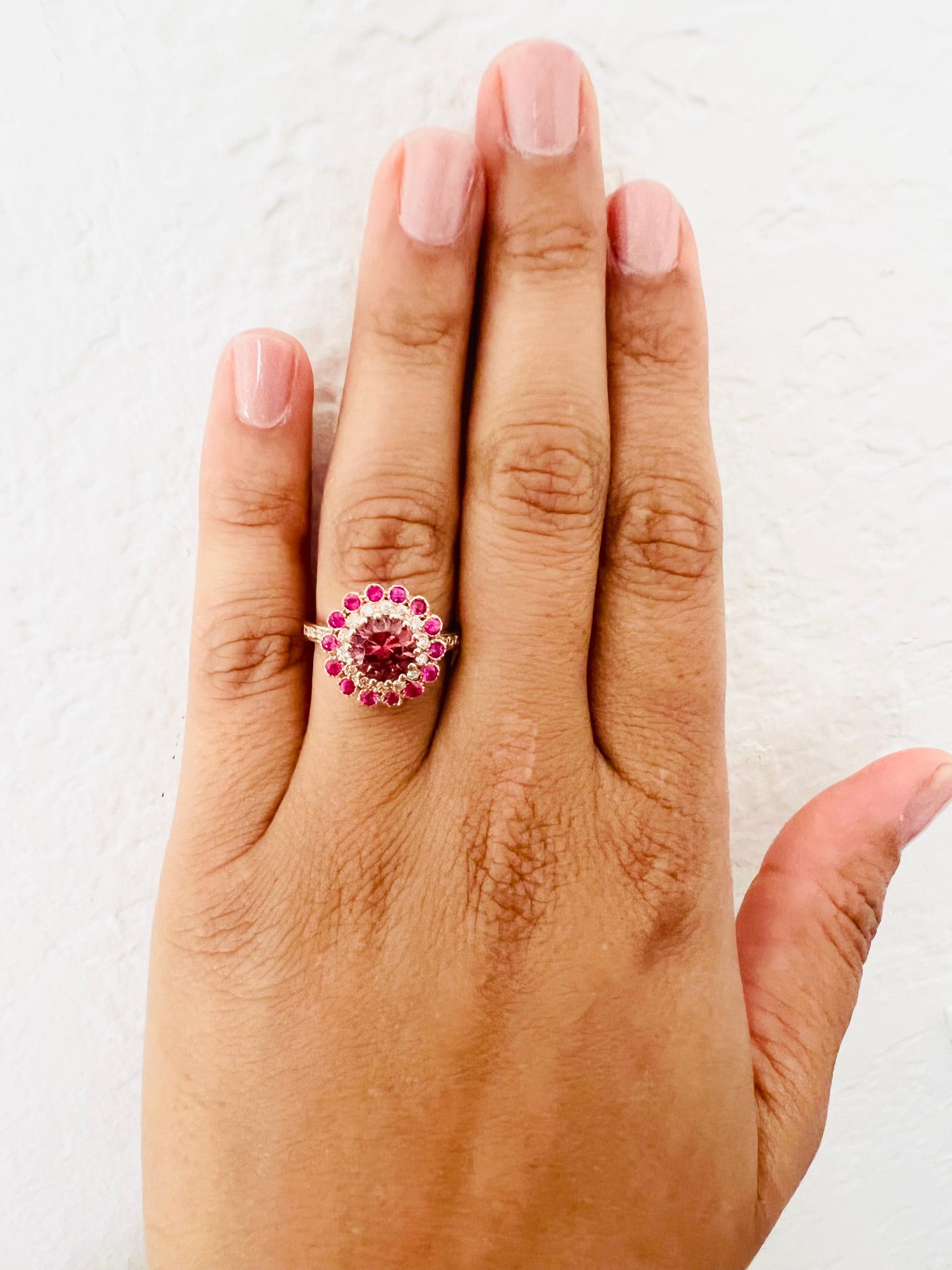 2.01 Carat Tourmaline Sapphire Diamond Rose Gold Cocktail Ring