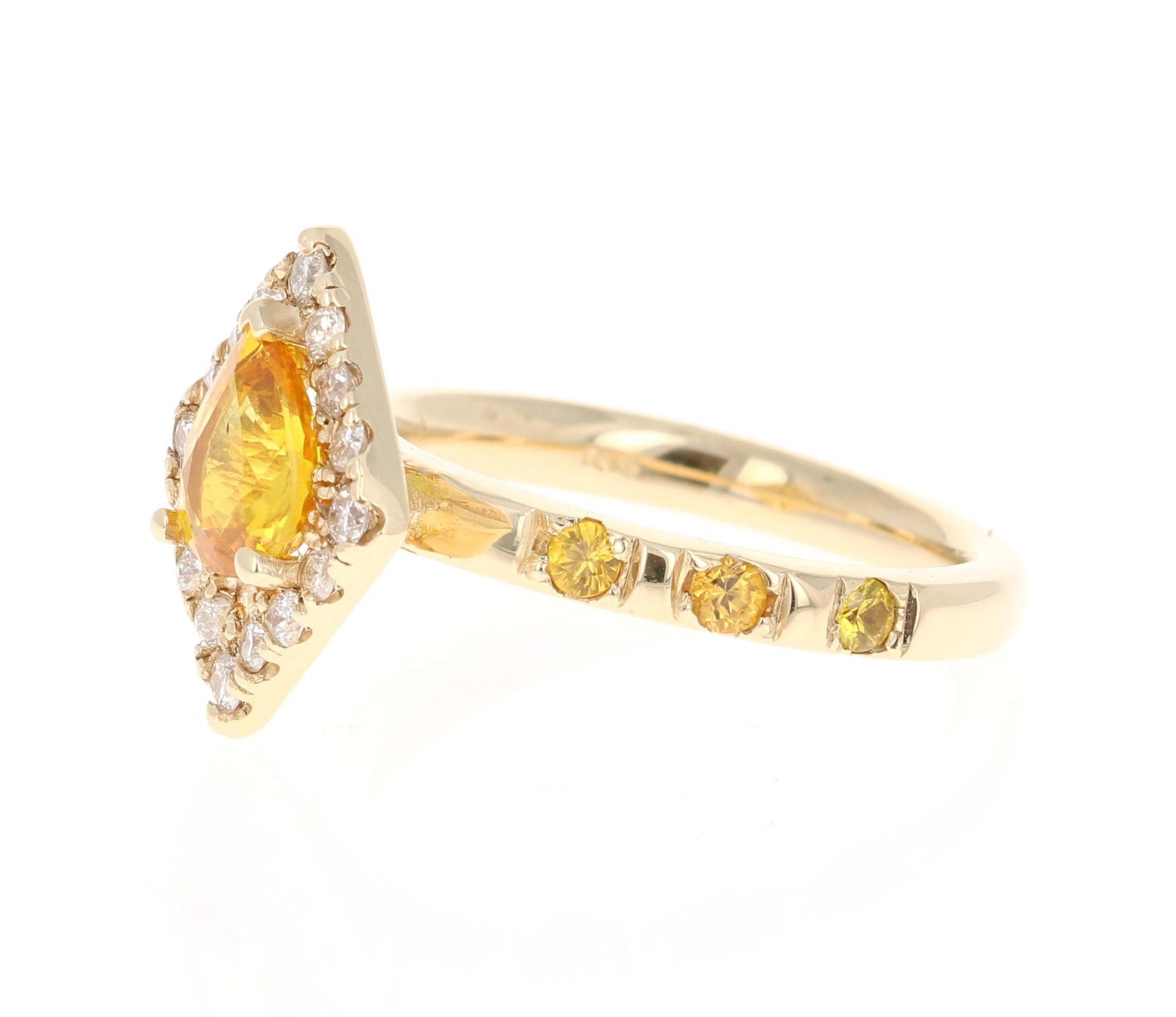 2.01 Carat Yellow Sapphire and Diamond 14 Karat Yellow Gold Ring