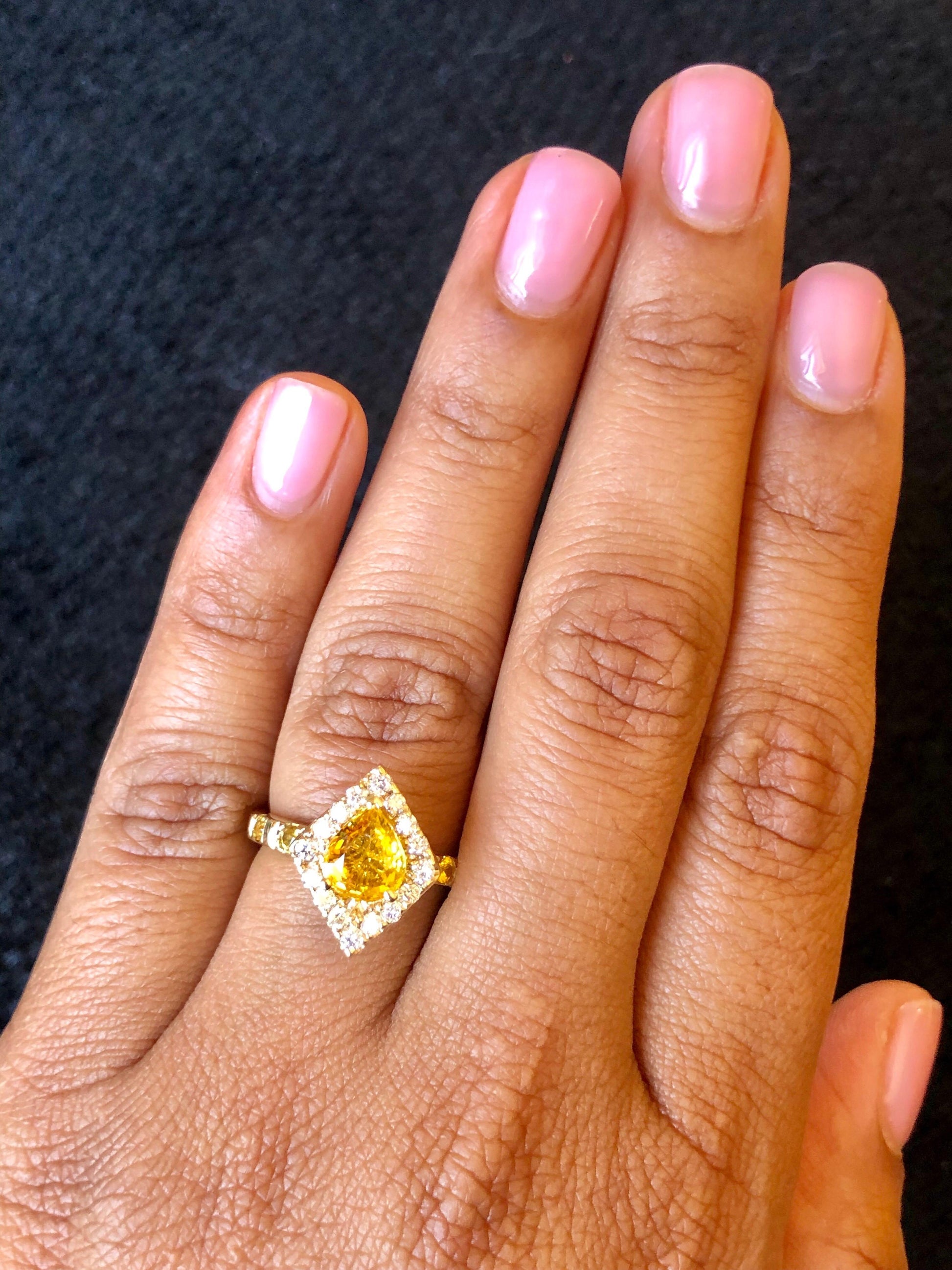 2.01 Carat Yellow Sapphire and Diamond 14 Karat Yellow Gold Ring