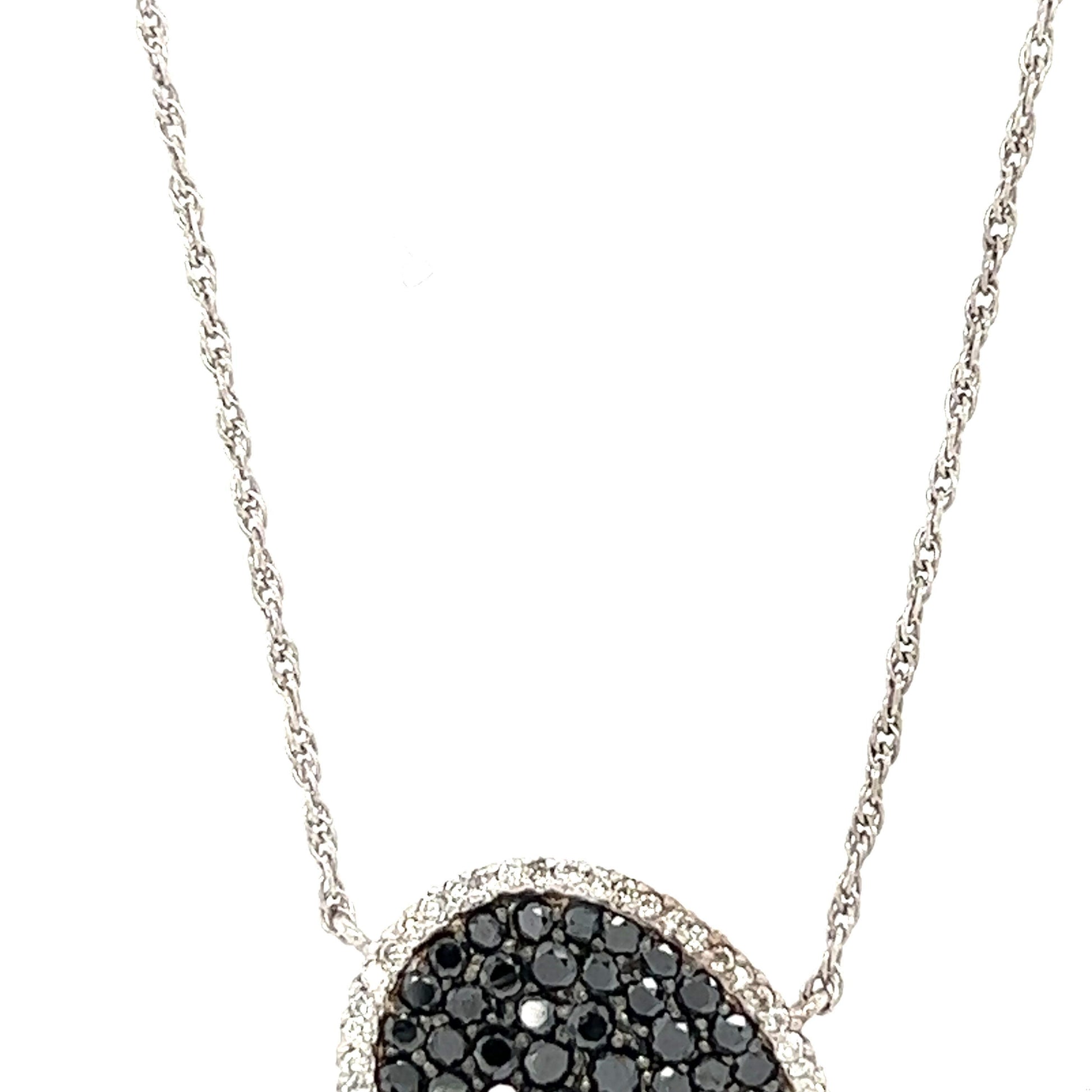2.02 Carat Black Diamond White Diamond 14 Karat White Gold Chain Necklace