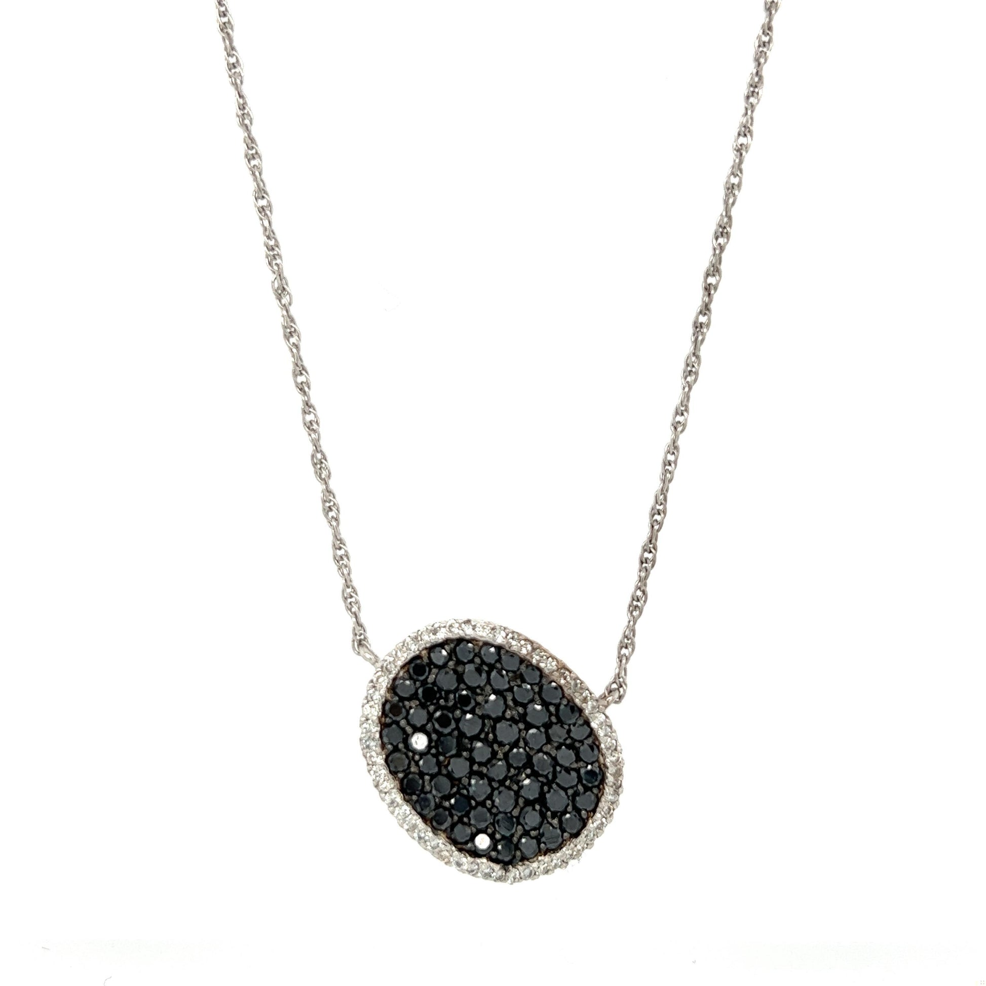 2.02 Carat Black Diamond White Diamond 14 Karat White Gold Chain Necklace