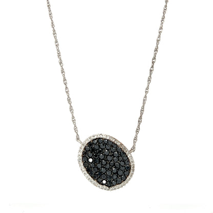 2.02 Carat Black Diamond White Diamond 14 Karat White Gold Chain Necklace
