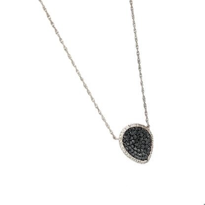 2.02 Carat Black Diamond White Diamond 14 Karat White Gold Chain Necklace