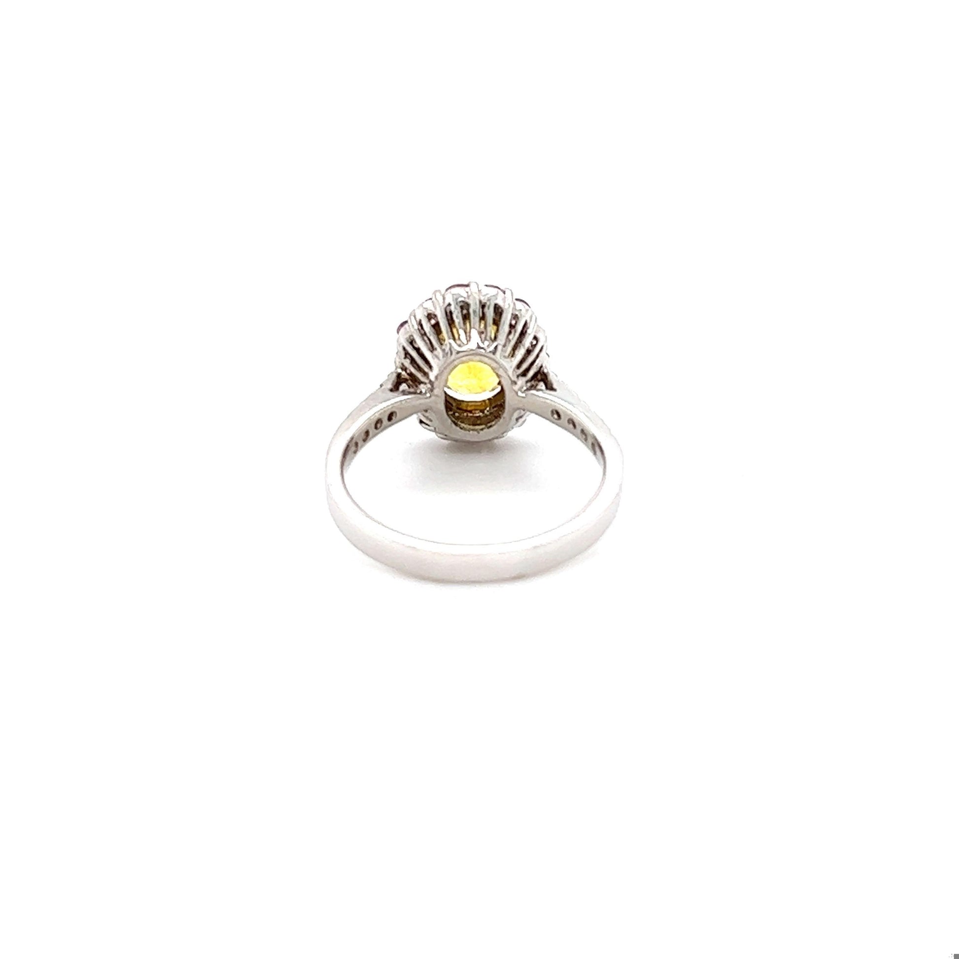 2.02 Carat Yellow Sapphire Pink Sapphire Diamond 14 Karat White Gold Ring