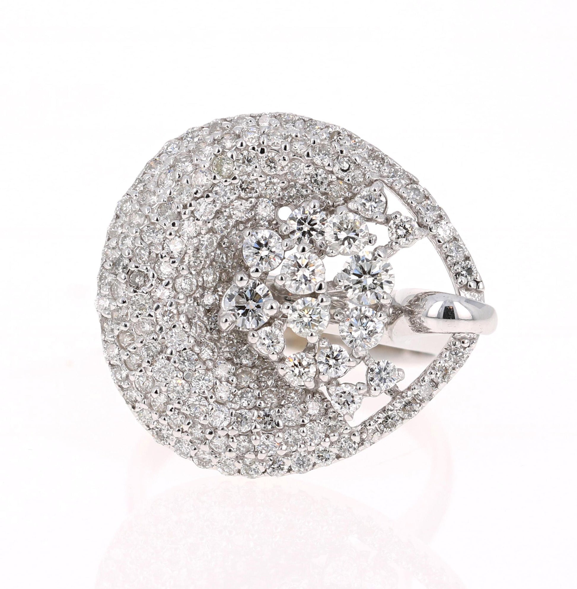 2.06 Carat Diamond Cocktail 14 Karat White Gold Ring