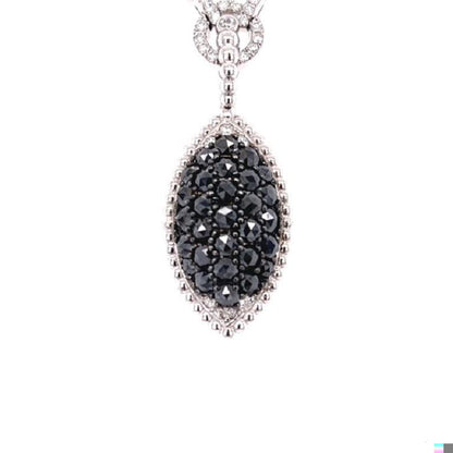 2.08 Carat Black Diamond White Diamond 14 Karat White Gold Chain Necklace