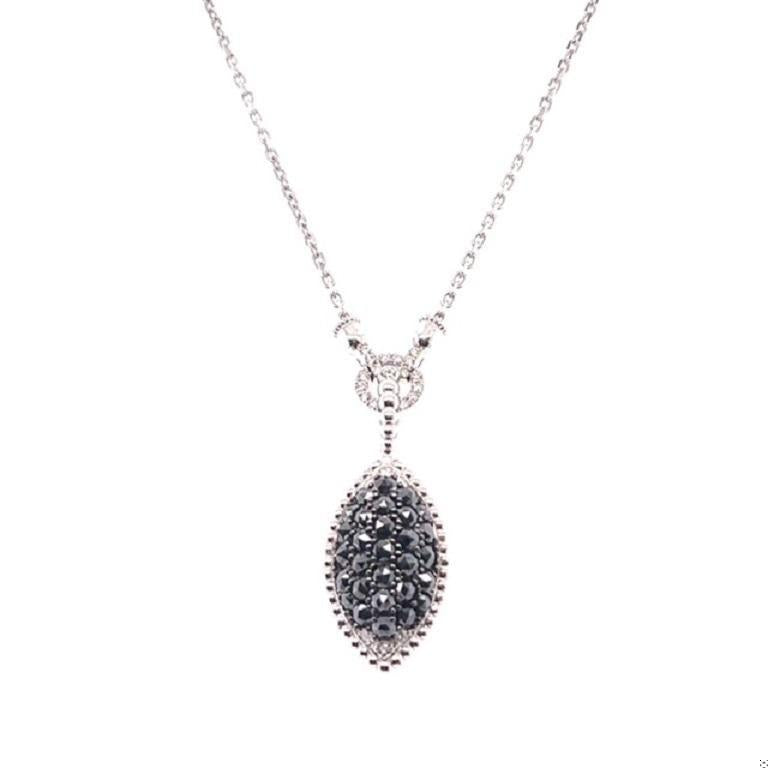 2.08 Carat Black Diamond White Diamond 14 Karat White Gold Chain Necklace