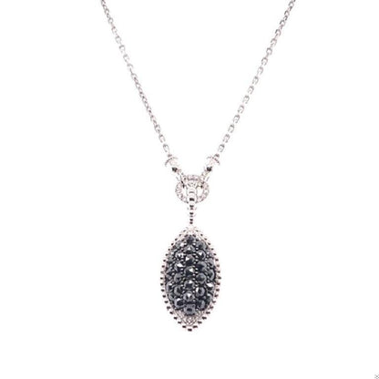 2.08 Carat Black Diamond White Diamond 14 Karat White Gold Chain Necklace