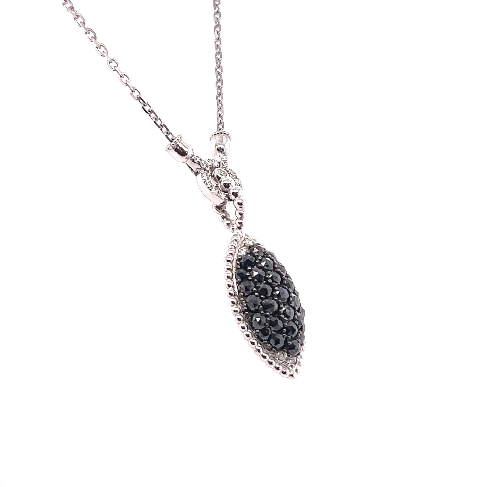 2.08 Carat Black Diamond White Diamond 14 Karat White Gold Chain Necklace