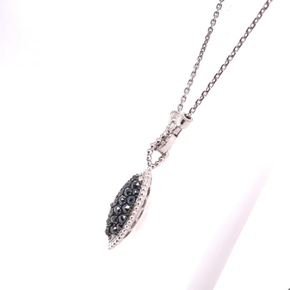 2.08 Carat Black Diamond White Diamond 14 Karat White Gold Chain Necklace
