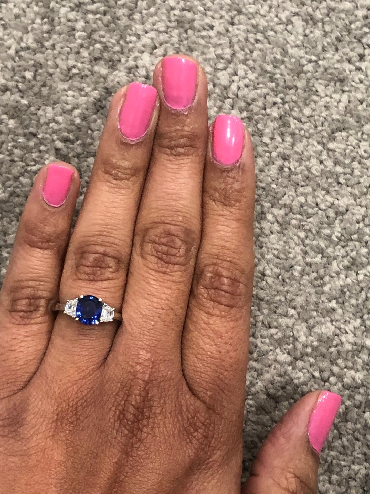 2.09 Carat GIA Certified Sapphire Diamond 18 Karat White Gold Engagement Ring