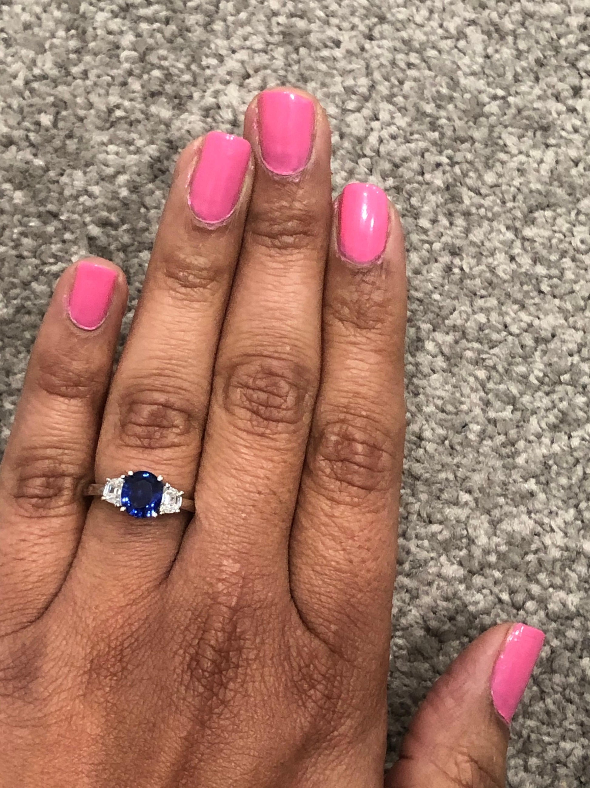 2.09 Carat GIA Certified Sapphire Diamond 18 Karat White Gold Engagement Ring