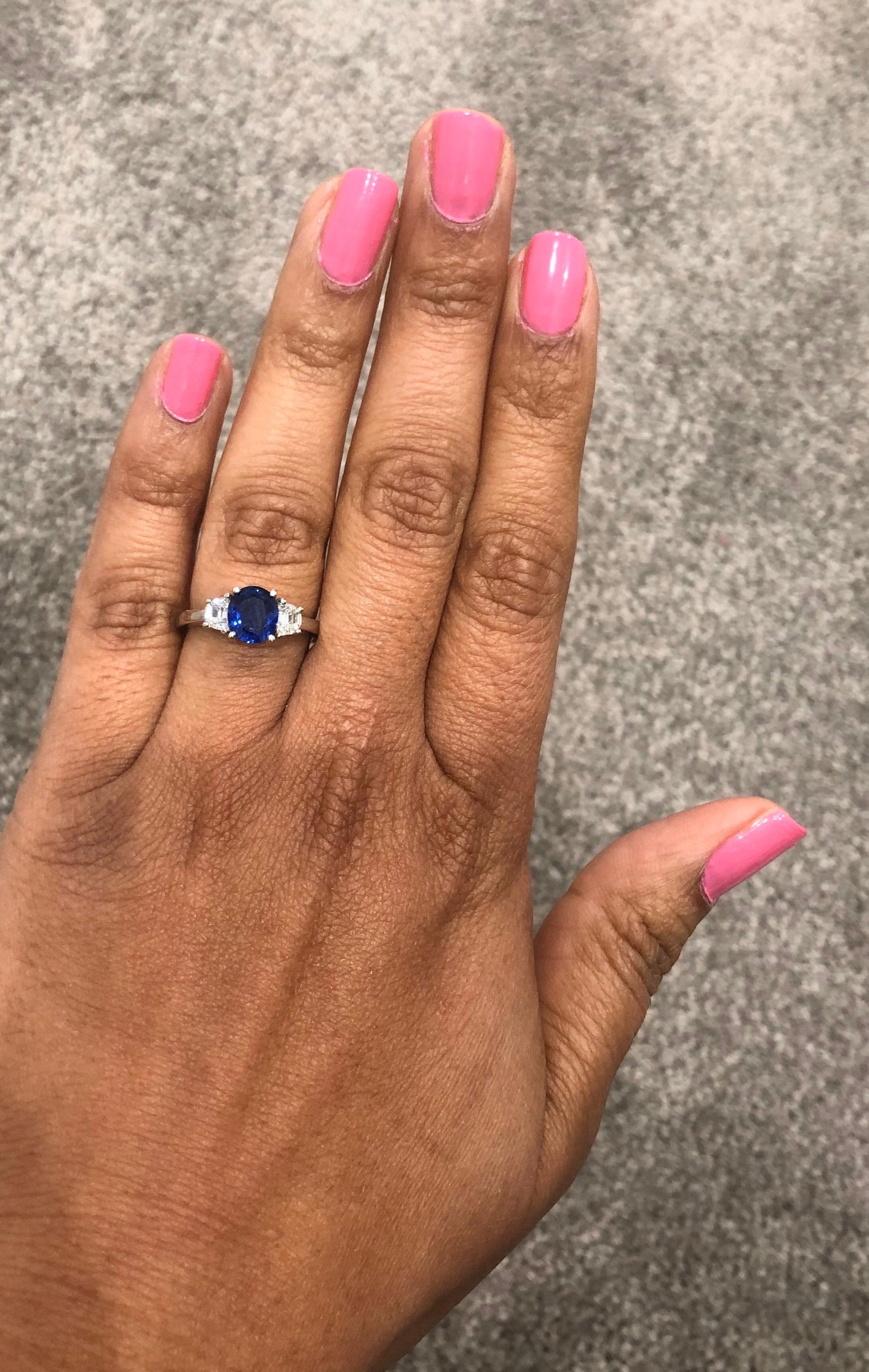 2.09 Carat GIA Certified Sapphire Diamond 18 Karat White Gold Engagement Ring