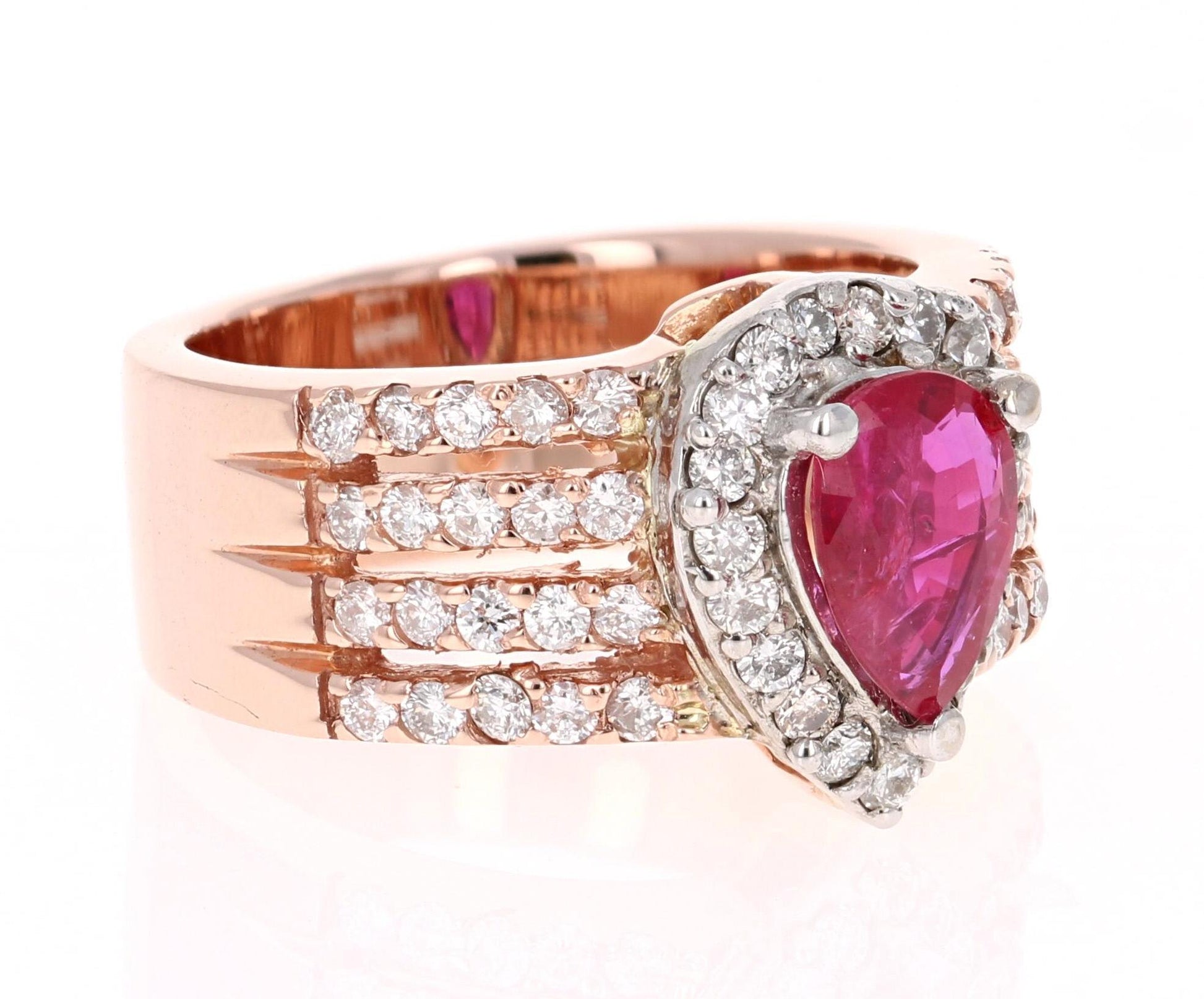 2.10 Carat Ruby Diamond 14 Karat Rose Gold Ring