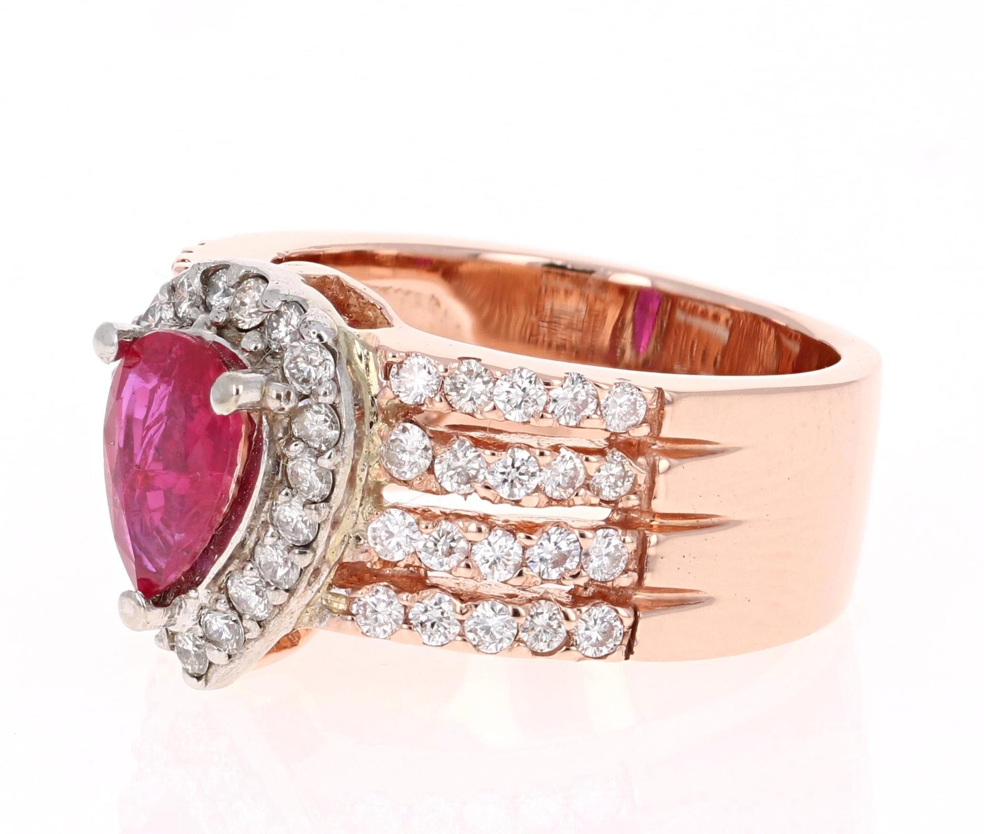 2.10 Carat Ruby Diamond 14 Karat Rose Gold Ring