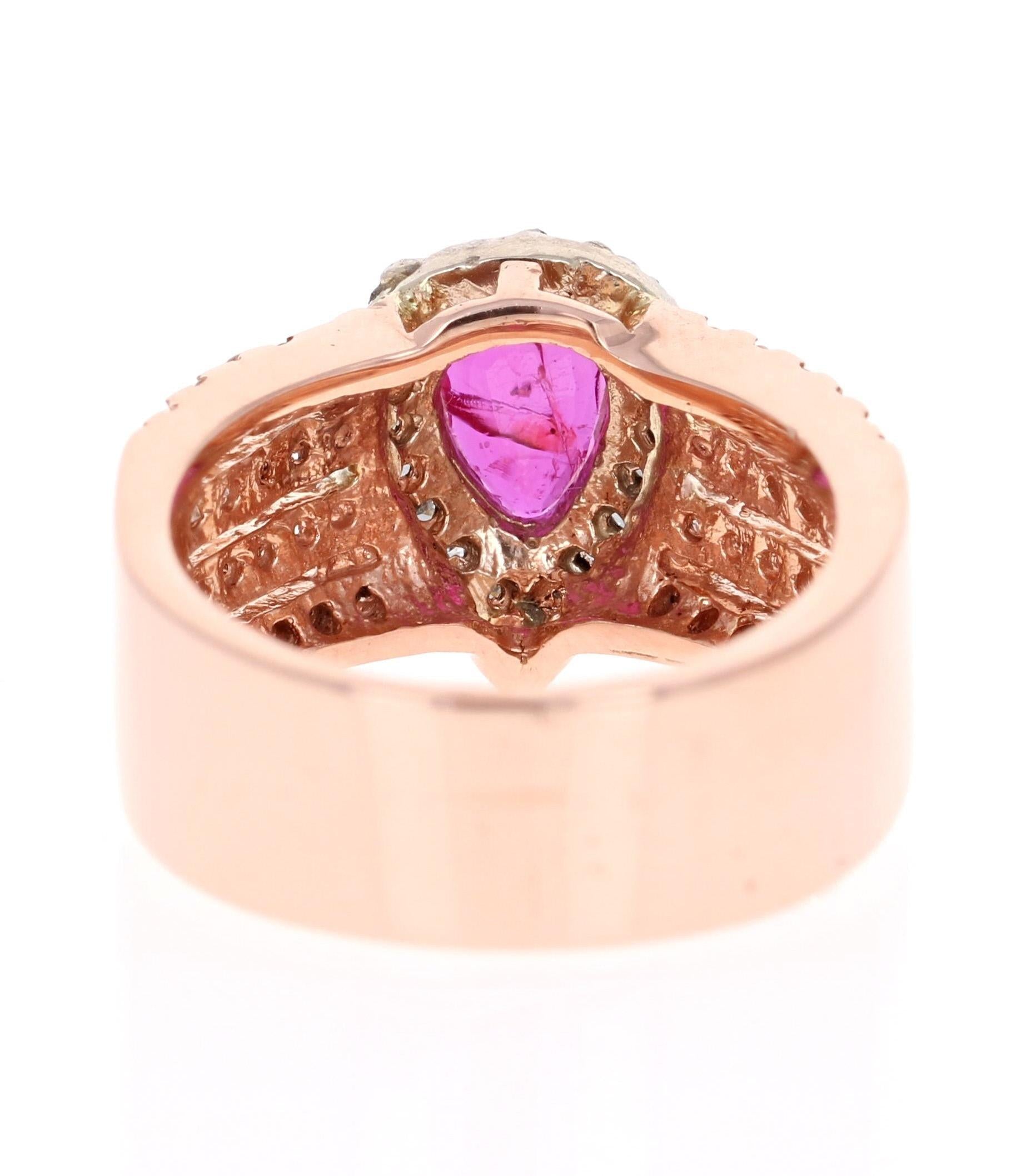 2.10 Carat Ruby Diamond 14 Karat Rose Gold Ring