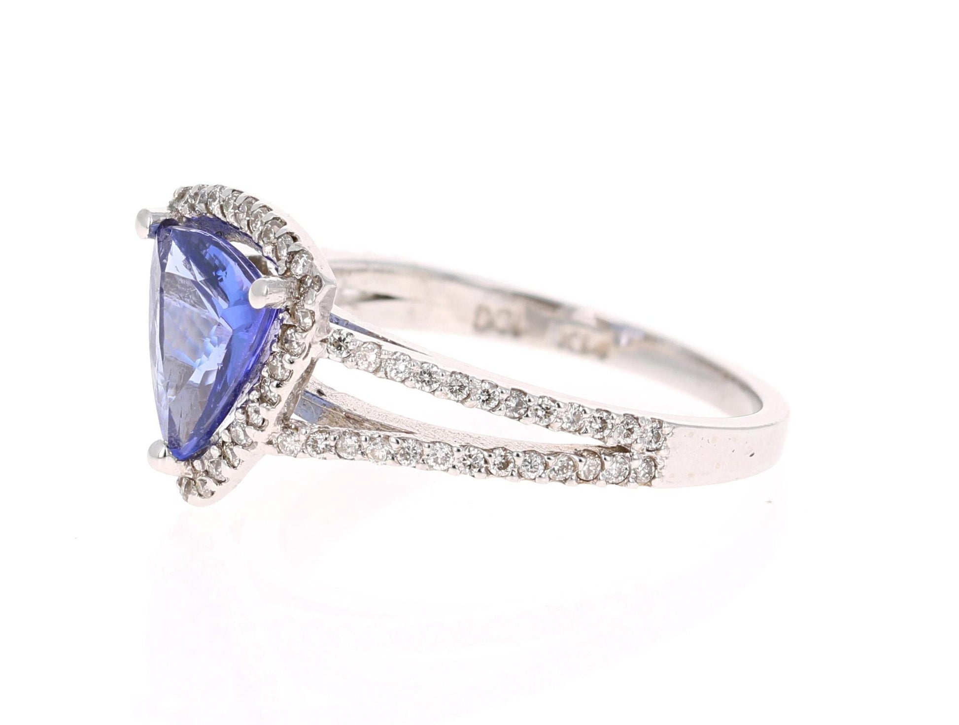 2.14 Carat Trillion Cut Tanzanite Diamond Cocktail Ring 14 Karat White Gold