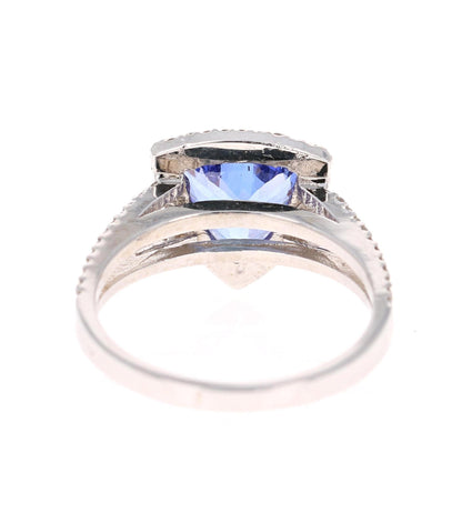 2.14 Carat Trillion Cut Tanzanite Diamond Cocktail Ring 14 Karat White Gold