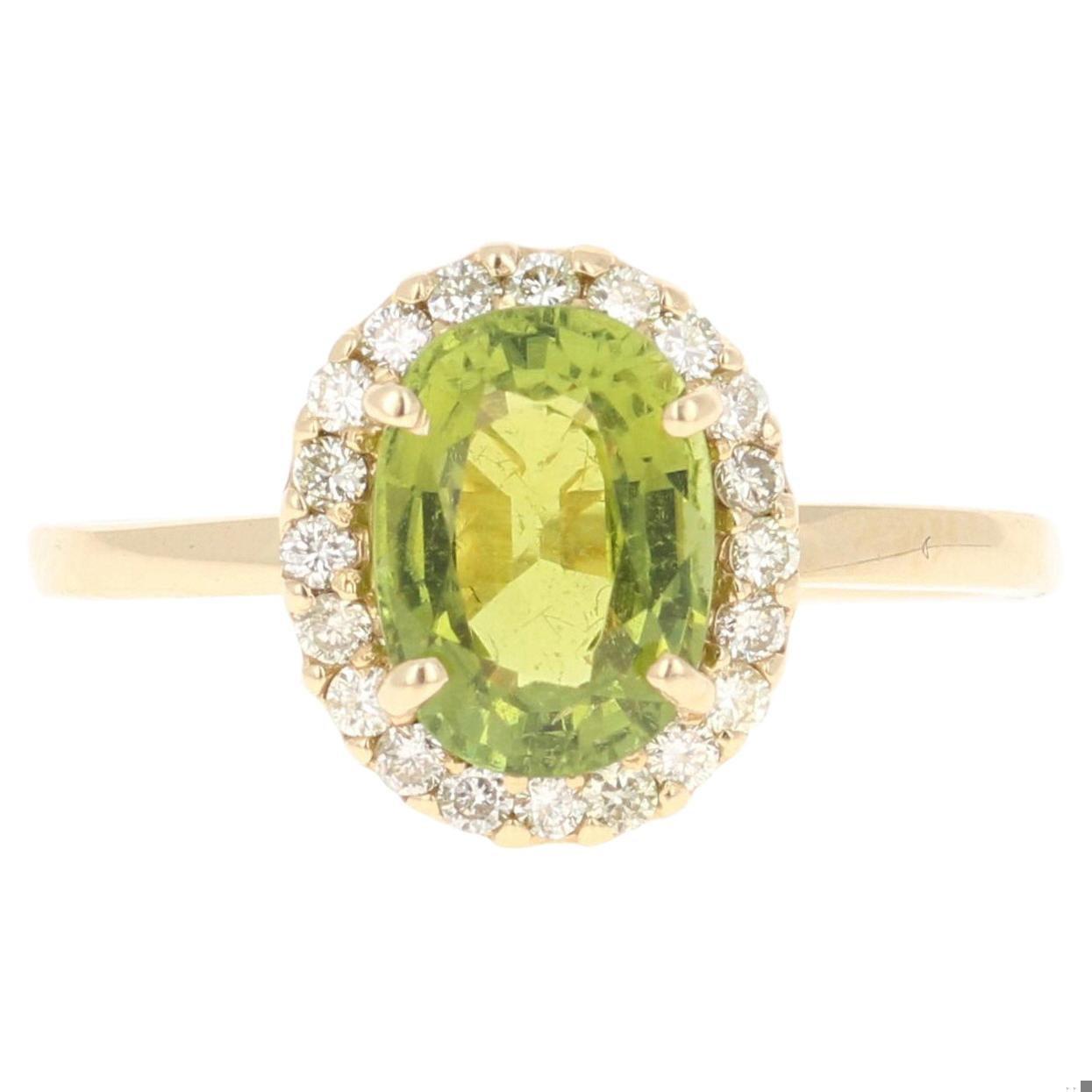 2.16 Carat Tourmaline Diamond Yellow Gold Ring