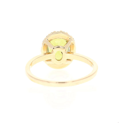 2.16 Carat Tourmaline Diamond Yellow Gold Ring