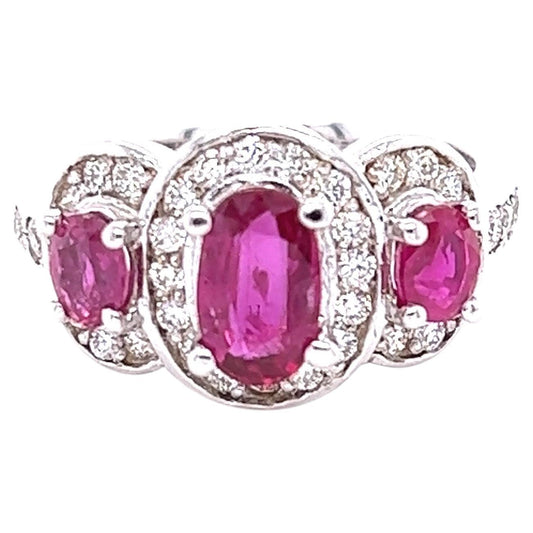 2.18 Carat Ruby Diamond 18 Karat White Gold Ring