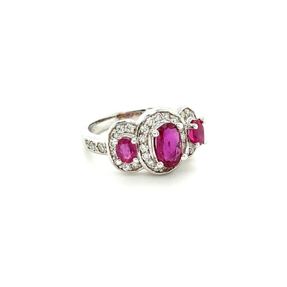 2.18 Carat Ruby Diamond 18 Karat White Gold Ring