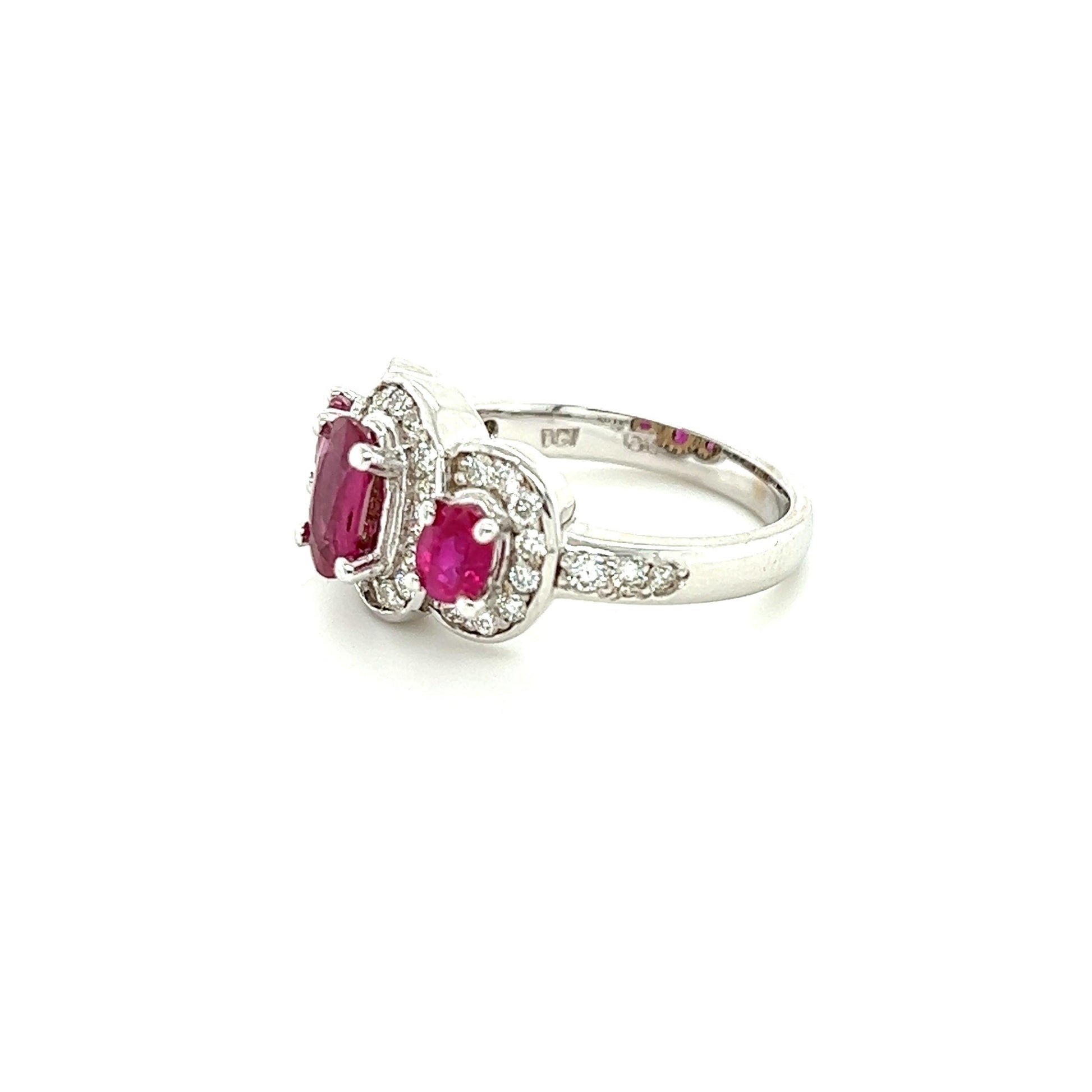 2.18 Carat Ruby Diamond 18 Karat White Gold Ring
