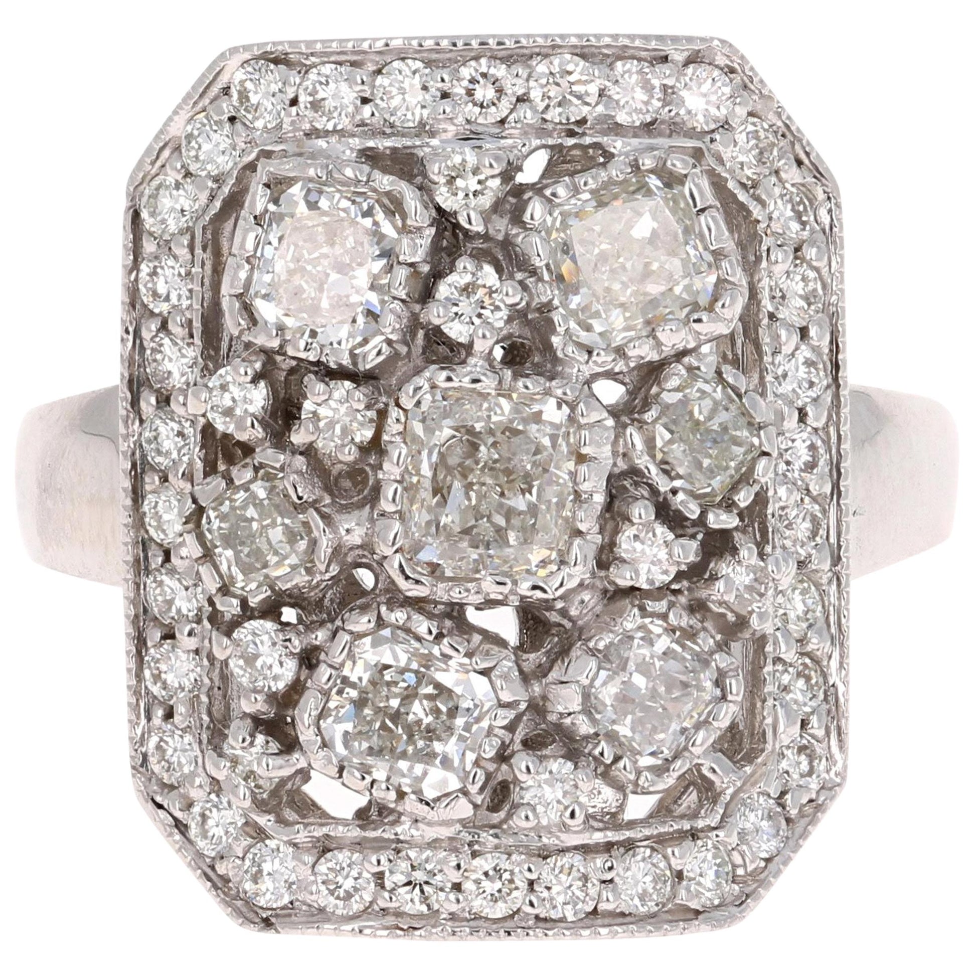 2.21 Carat Diamond Cocktail Ring 18 Karat White Gold