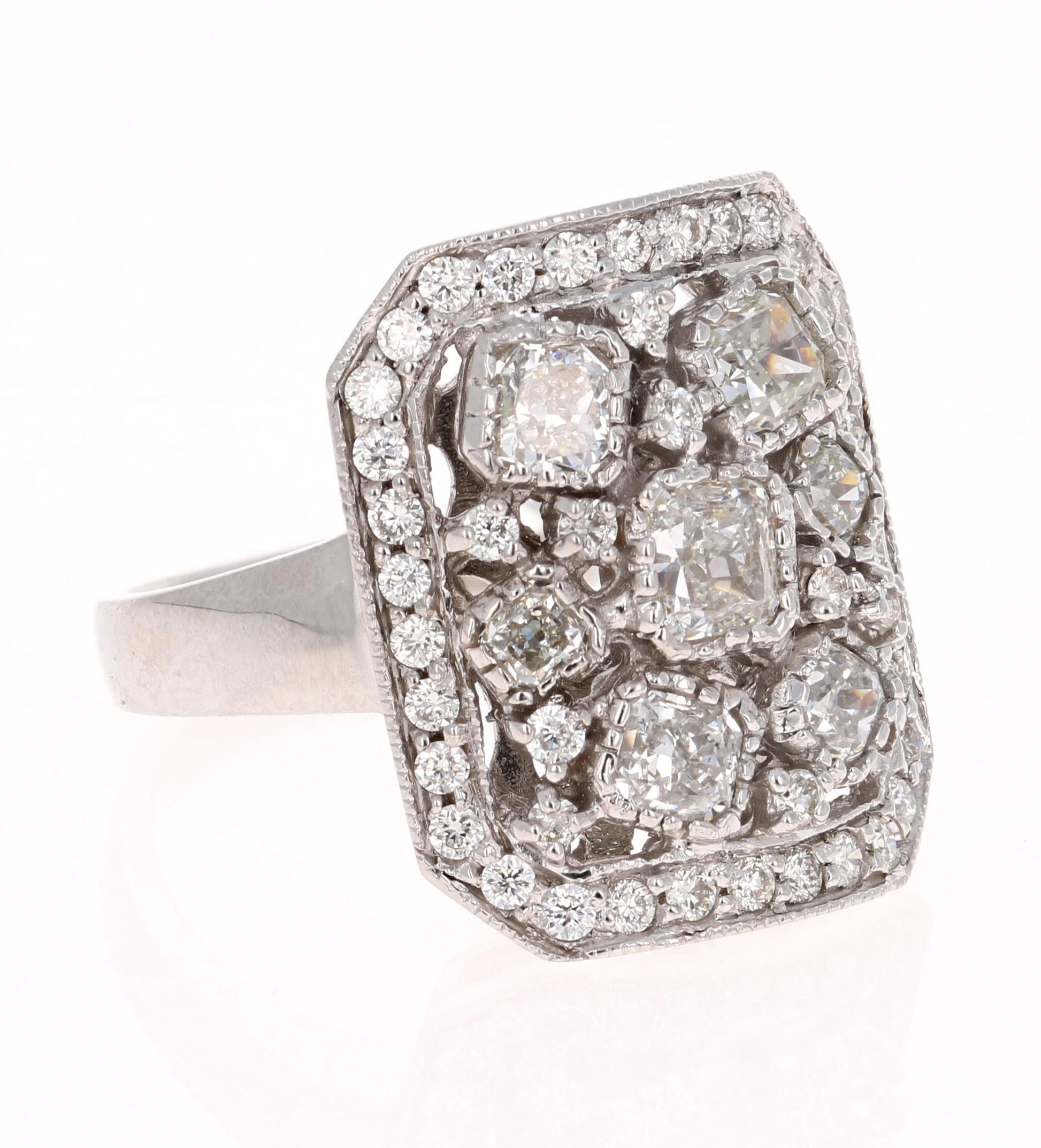 2.21 Carat Diamond Cocktail Ring 18 Karat White Gold
