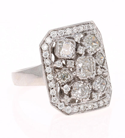 2.21 Carat Diamond Cocktail Ring 18 Karat White Gold