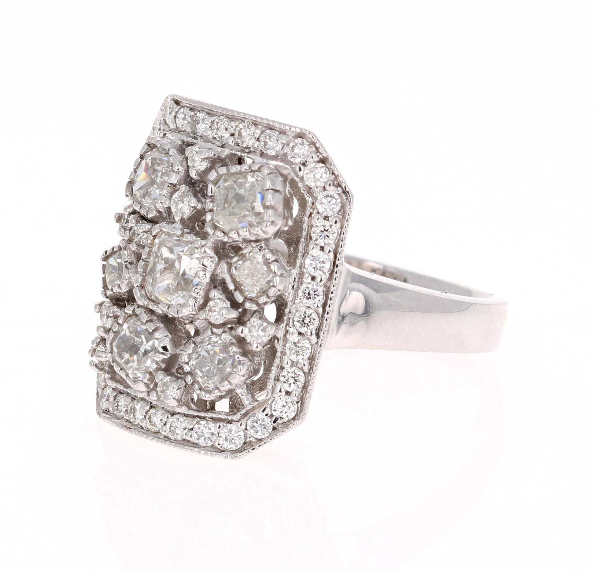 2.21 Carat Diamond Cocktail Ring 18 Karat White Gold
