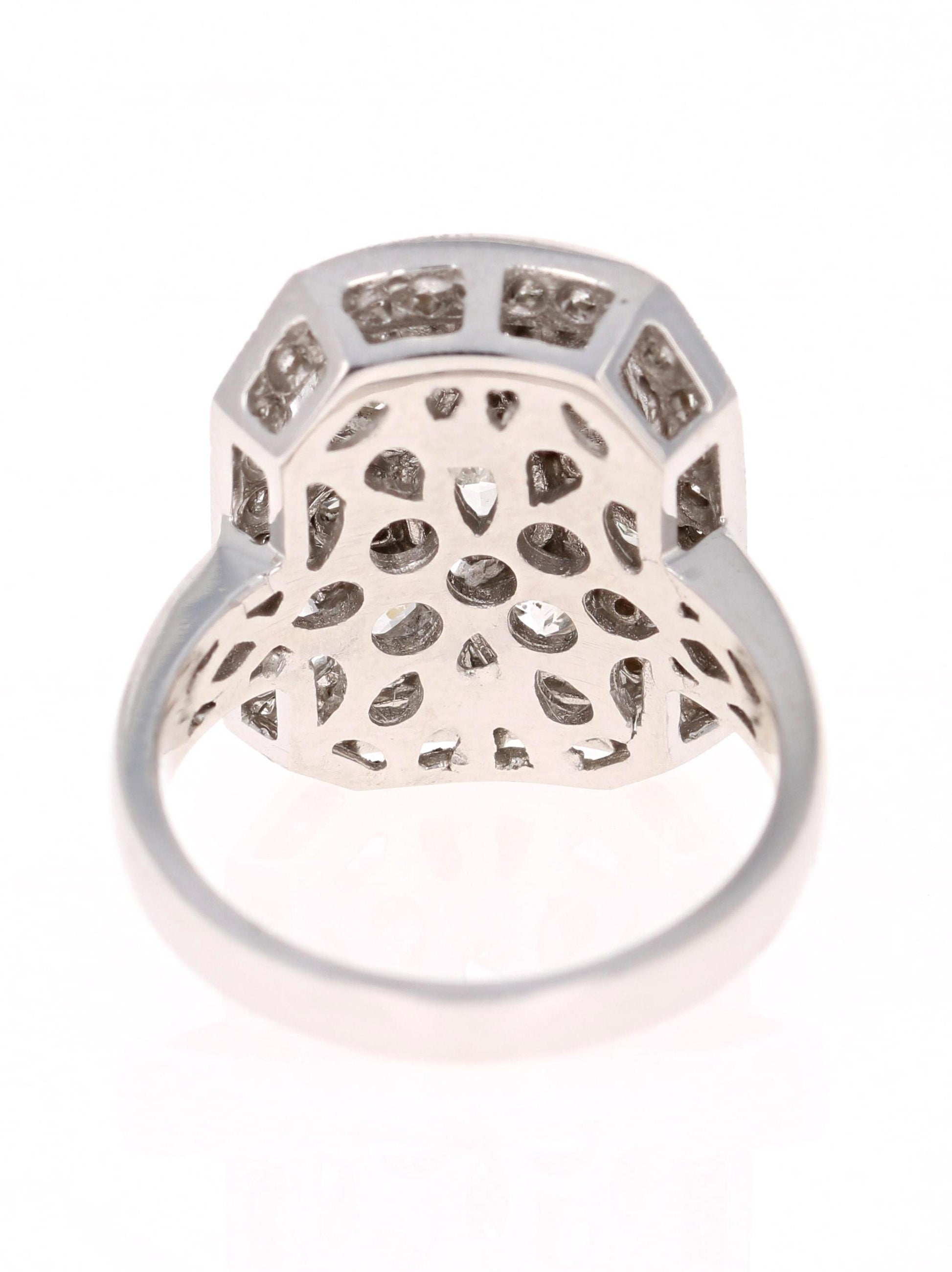 2.21 Carat Diamond Cocktail Ring 18 Karat White Gold