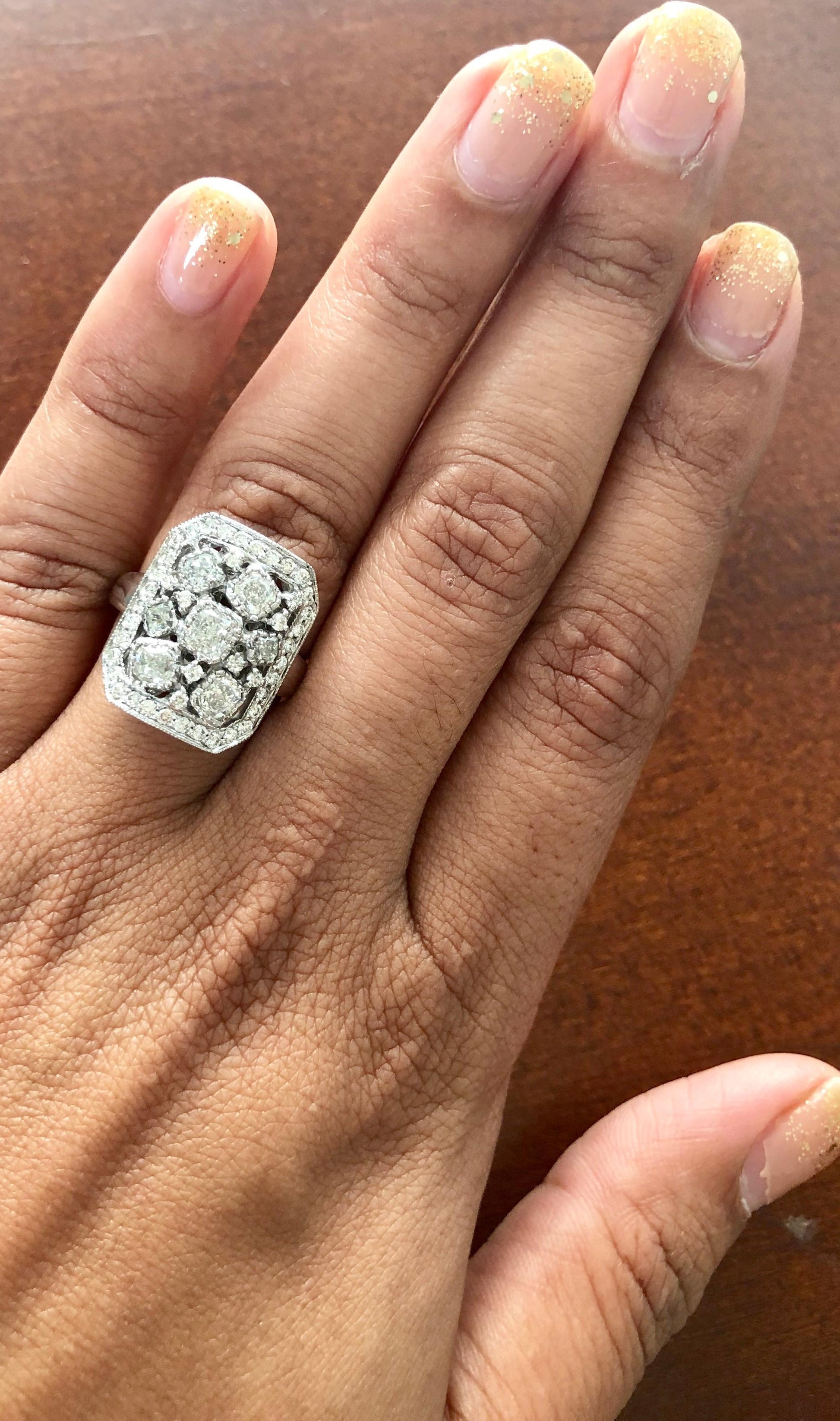 2.21 Carat Diamond Cocktail Ring 18 Karat White Gold