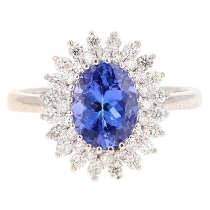 2.23 Carat Tanzanite Diamond 18 Karat White Gold Cocktail Ring