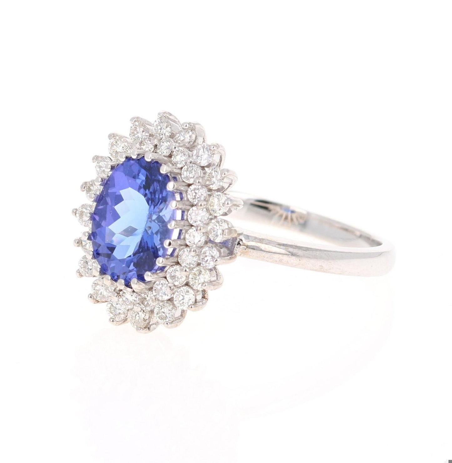 2.23 Carat Tanzanite Diamond 18 Karat White Gold Cocktail Ring
