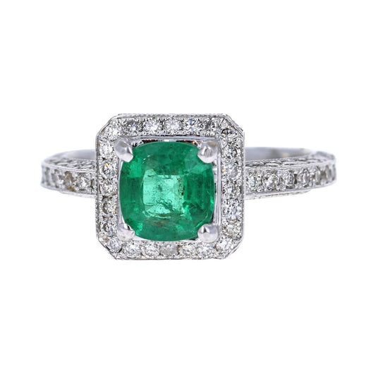 2.28 Carat Emerald Diamond 18 Karat White Gold Engagement Ring