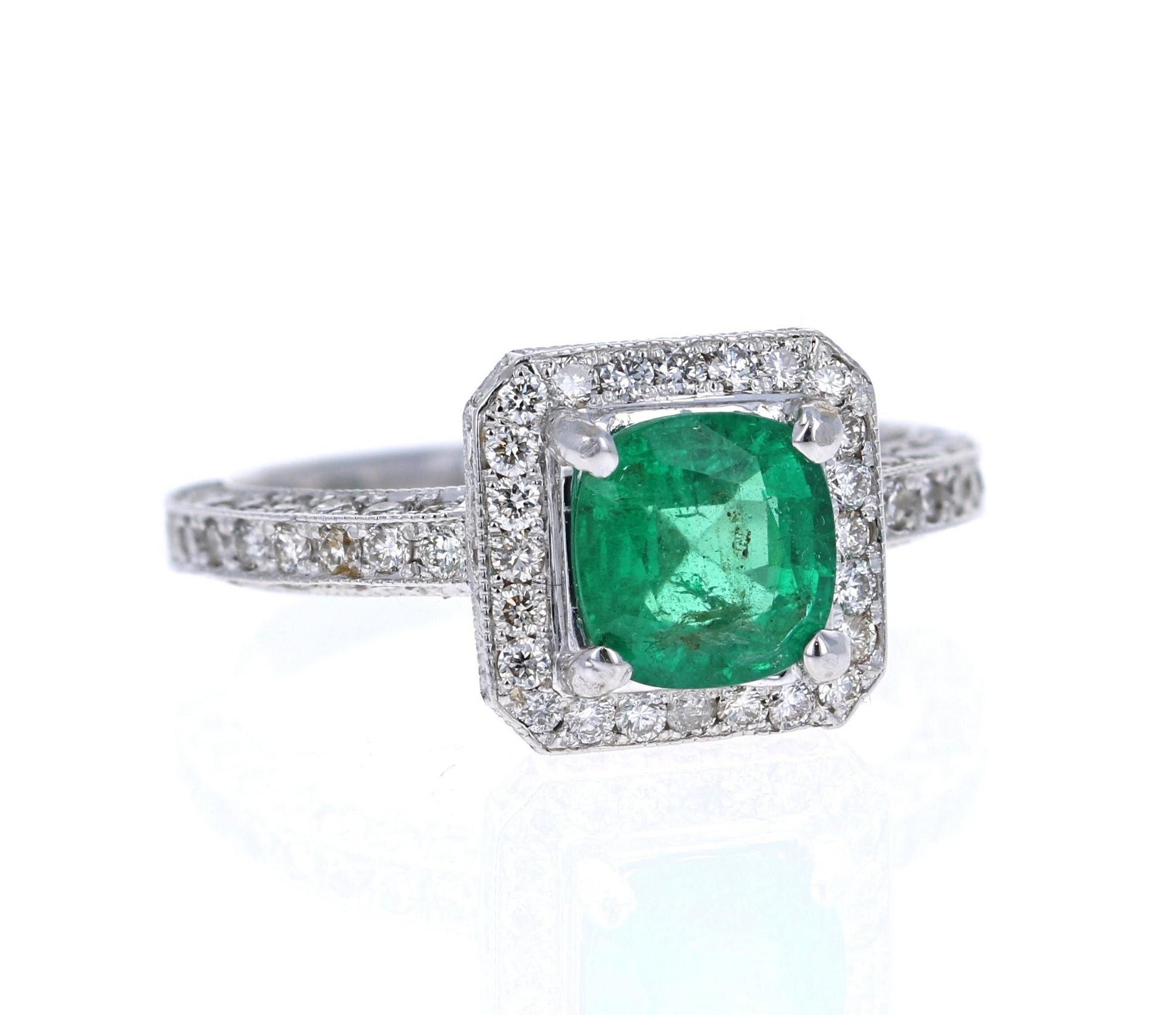 2.28 Carat Emerald Diamond 18 Karat White Gold Engagement Ring