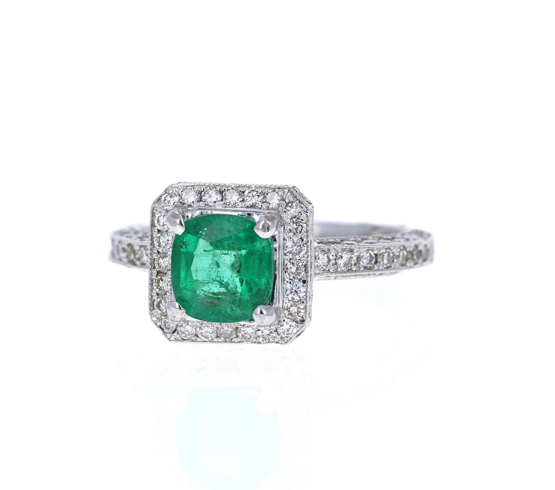 2.28 Carat Emerald Diamond 18 Karat White Gold Engagement Ring