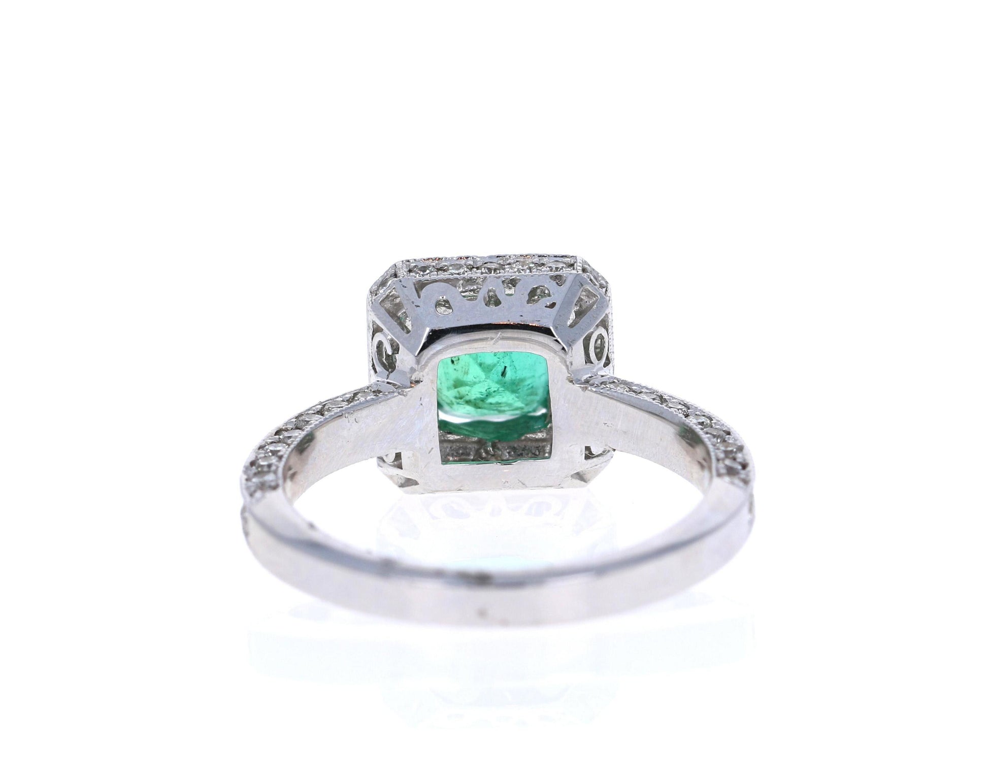 2.28 Carat Emerald Diamond 18 Karat White Gold Engagement Ring