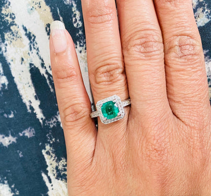 2.28 Carat Emerald Diamond 18 Karat White Gold Engagement Ring