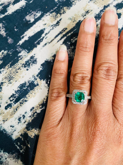 2.28 Carat Emerald Diamond 18 Karat White Gold Engagement Ring