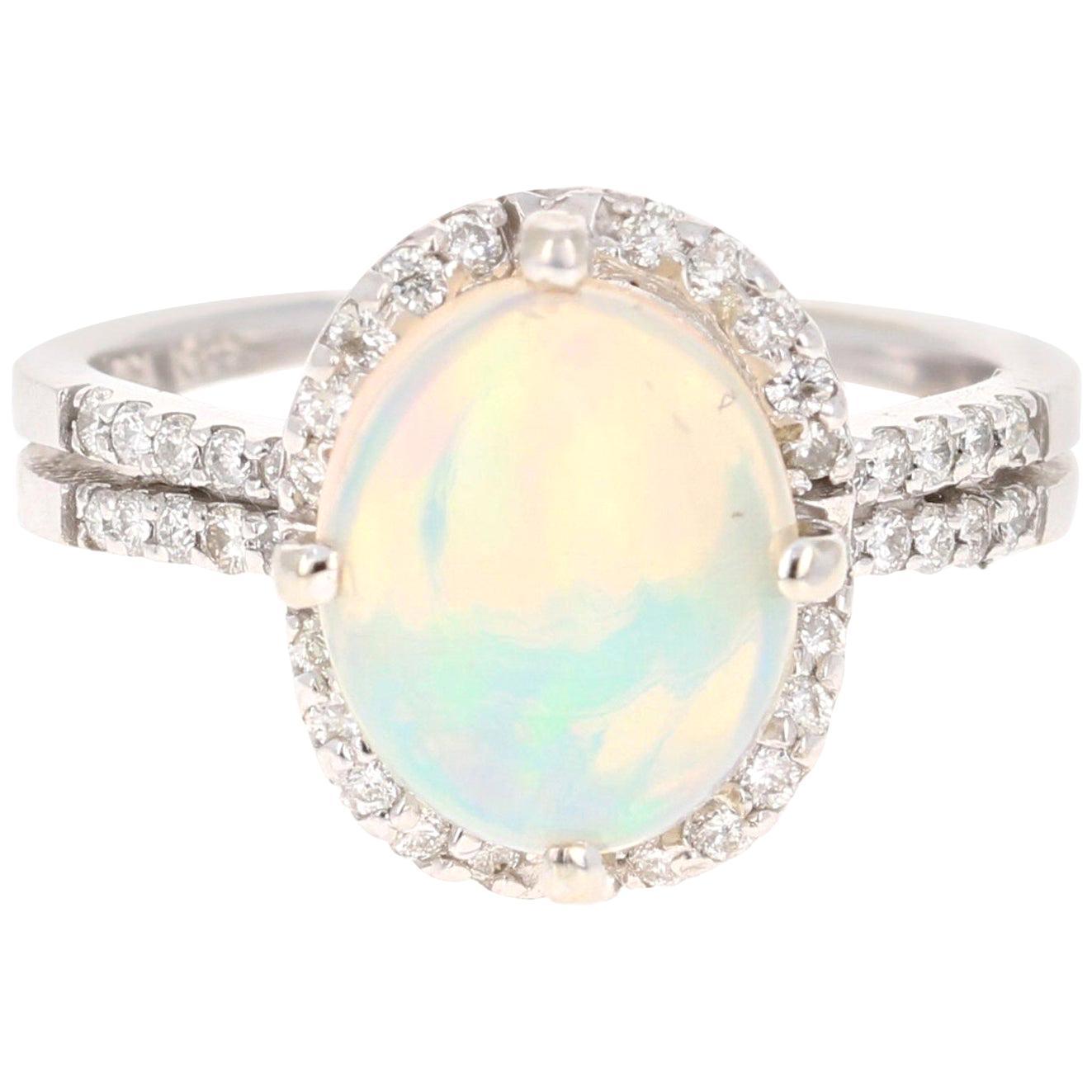 2.28 Carat Opal Diamond 14 Karat White Gold Ring