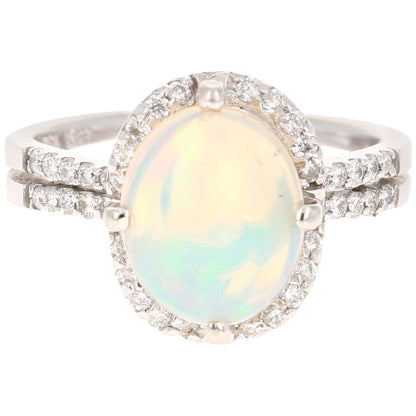 2.28 Carat Opal Diamond 14 Karat White Gold Ring