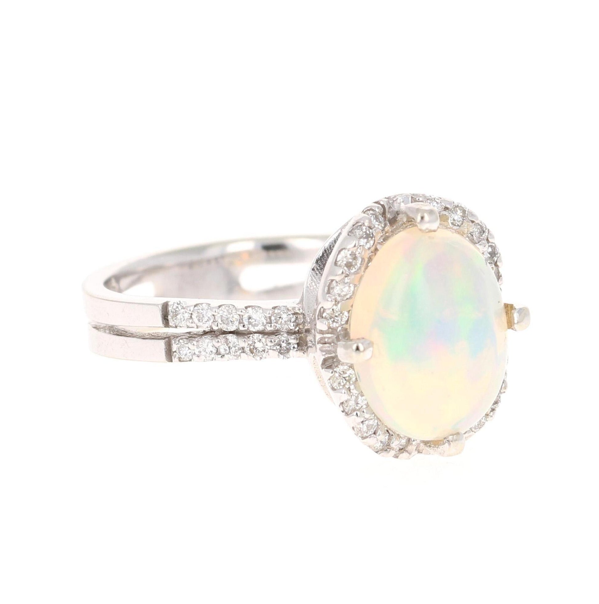 2.28 Carat Opal Diamond 14 Karat White Gold Ring