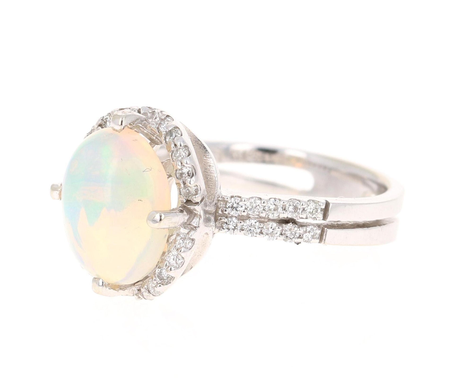 2.28 Carat Opal Diamond 14 Karat White Gold Ring