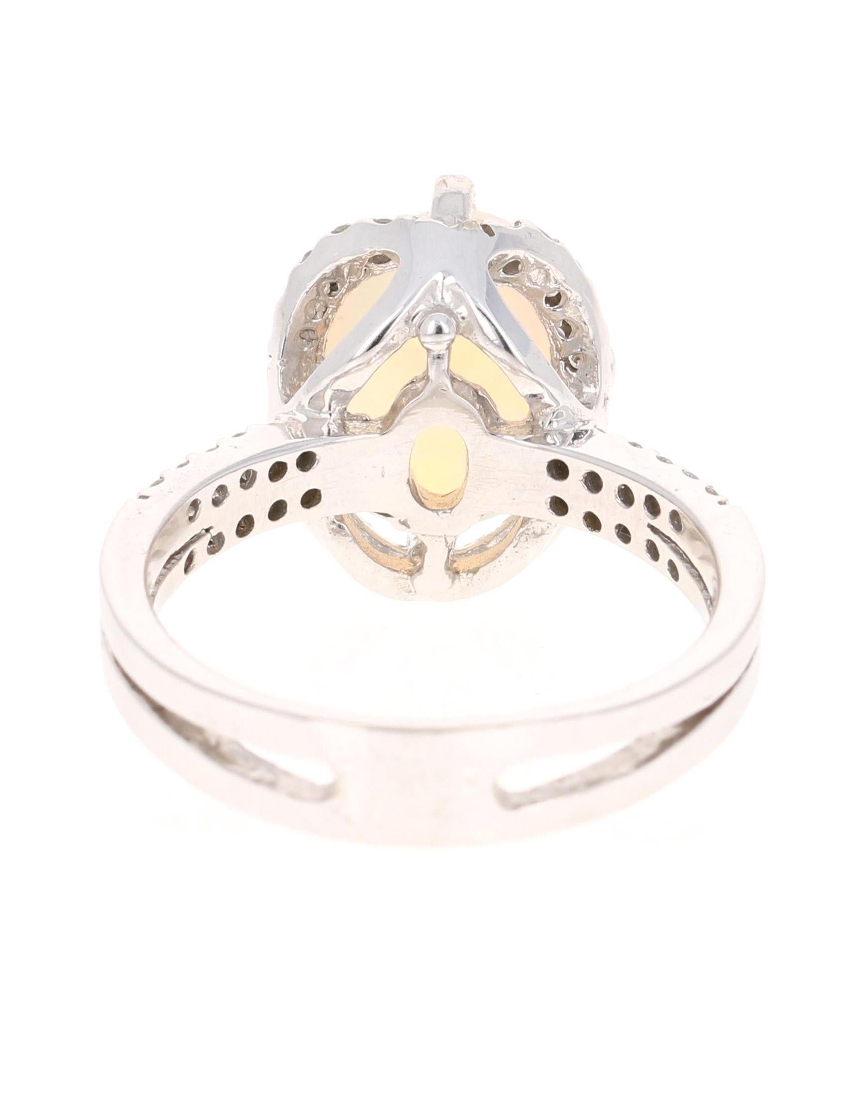 2.28 Carat Opal Diamond 14 Karat White Gold Ring