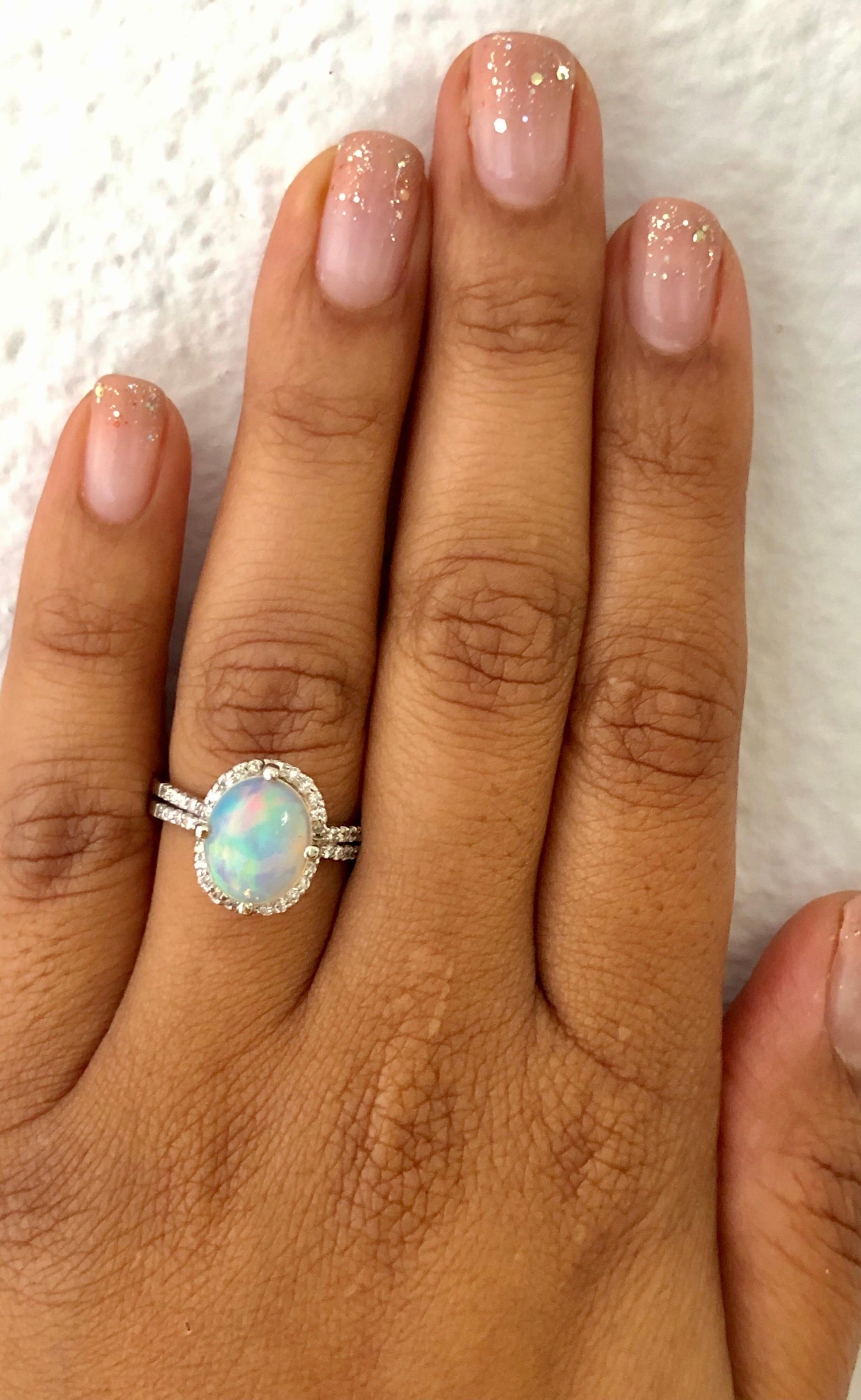2.28 Carat Opal Diamond 14 Karat White Gold Ring