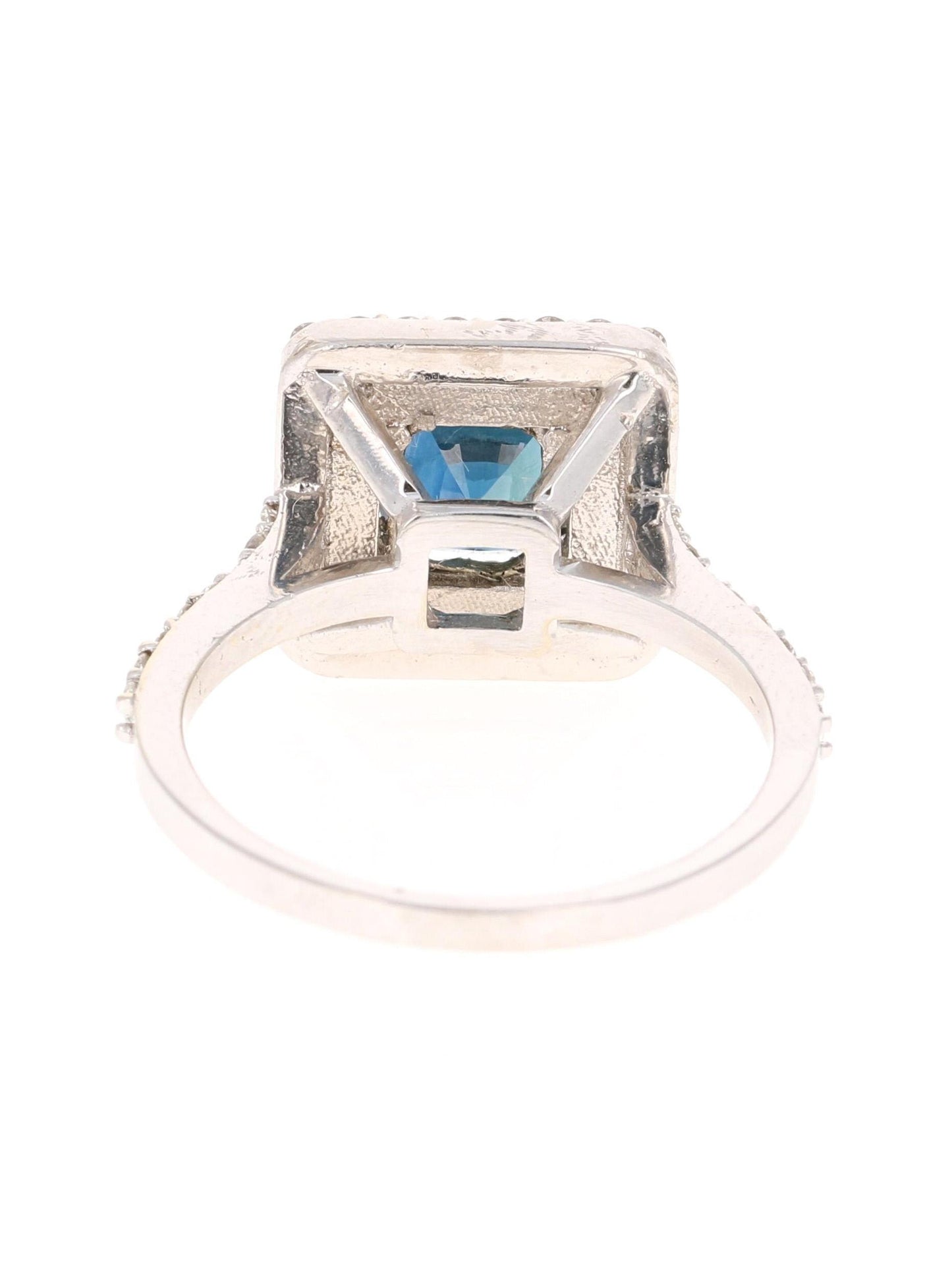 2.29 Carat Blue Sapphire Diamond Engagement Ring 14 Karat White Gold Ring